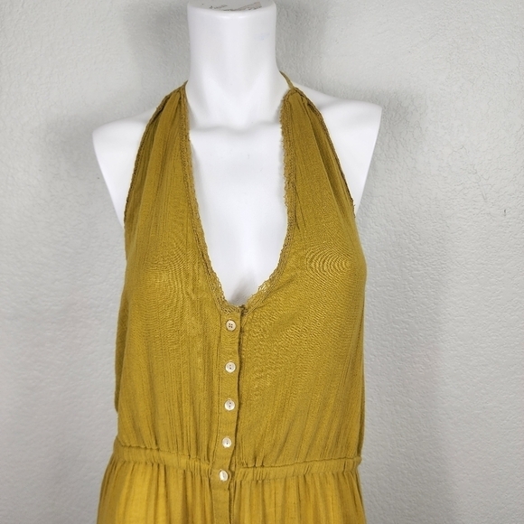 Free People Gauze Gold Boho Jumpsuit Size XS - Picture 12 of 16